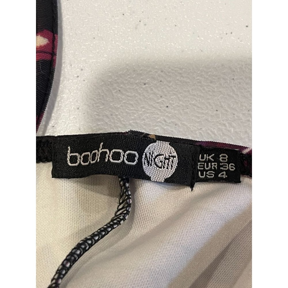 Boohoo Womens Bodycon Fishtail Dress Backless Adjustable Strap Black Purple SZ 4 - Picture 6 of 8